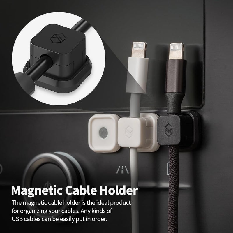 Sinjimoru Magnetic Cable Clips, Multipurpose Cable Management for Car and Office Supplies Self Adhesive Cable Organizer Clip. Magnetic Cable Holder 3pcs White - Image 2